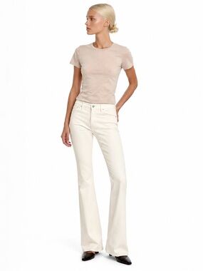 NWOT FRAME Denim Le Mini Boot Ecru Light Cream Mid-Rise Jeans | Size 25